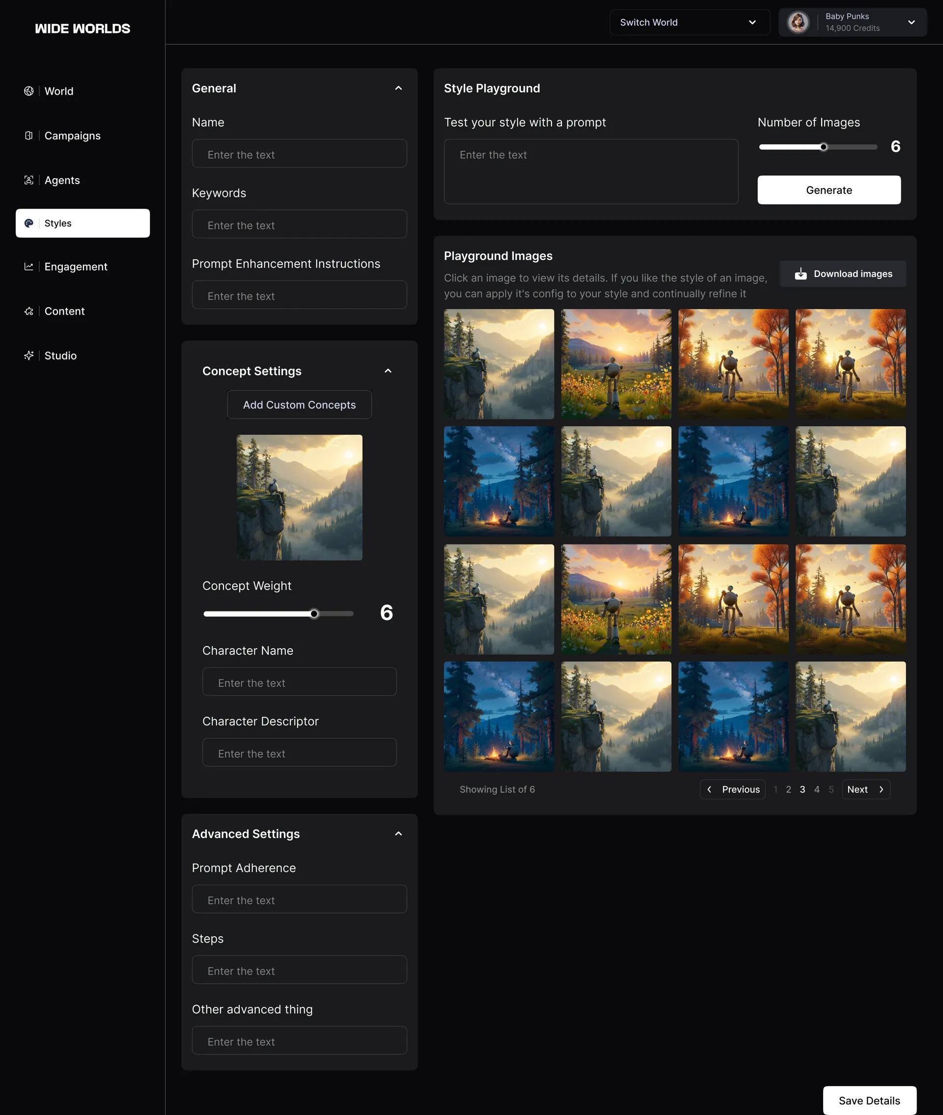 AI Platform UI Design | Wide Worlds Dashboard App — 04